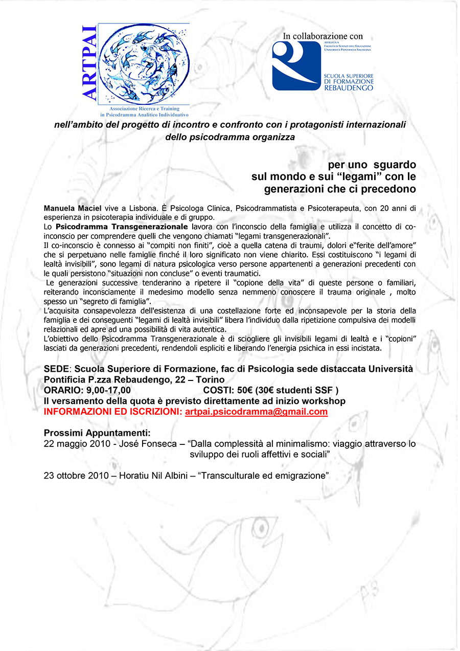 Manuela Maciel Per uno sguardo sul mondo e sui legami con le generazioni che ci precedono 2009